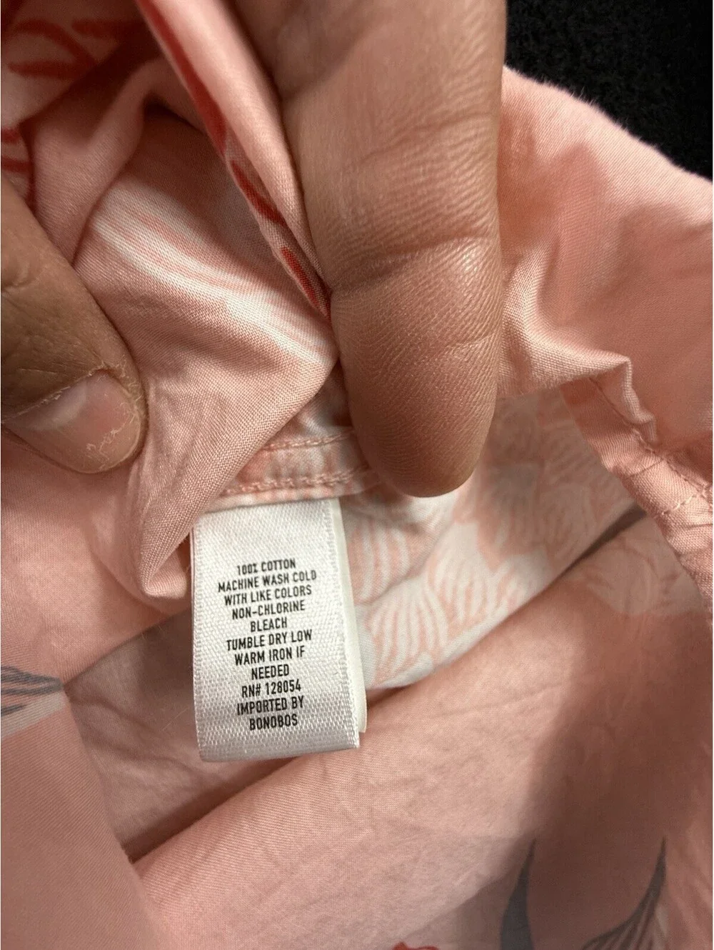 Bonobos Men's L Slim Pink Tropical Floral Cotton Long Sleeve Button-Up Shirt